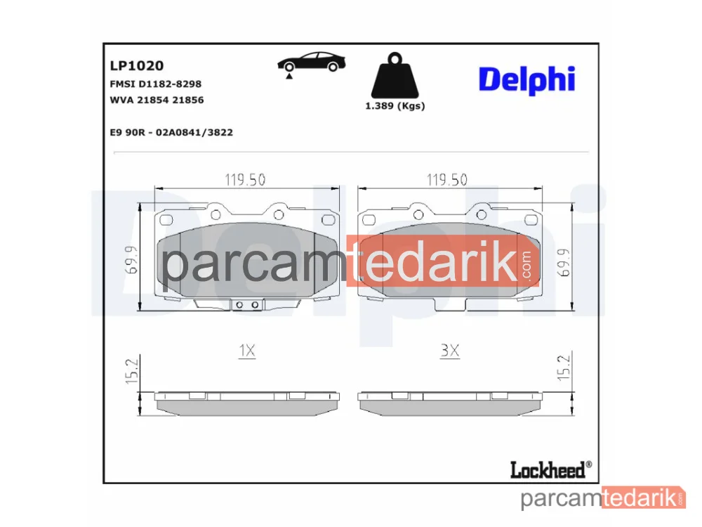 LP1020 | Fren Balatası — Nissan 200SX Coupe, Subaru Impreza Sedan, Subaru Impreza Station wagon