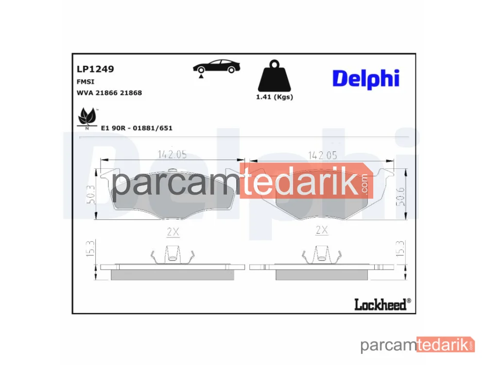DELPHI LP1249 | Fren Balatası — Seat Cordoba, Seat Cordoba Vario, Seat Ibiza II