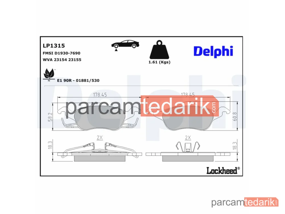DELPHI LP1315 | Fren Balatası — Ford Focus I, Ford Focus I Kombi Van, Ford Focus I Sedan