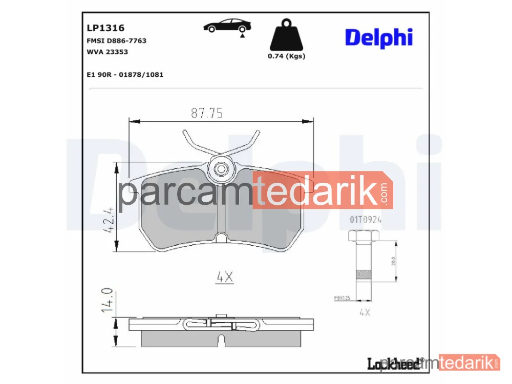 DELPHI LP1316 | Fren Balatası — Ford Fiesta V, Ford Fiesta VI, Ford Focus I