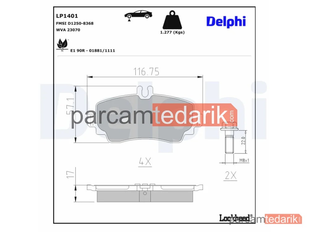 DELPHI LP1401 | Fren Balatası — Mercedes-Benz A-Serisi
