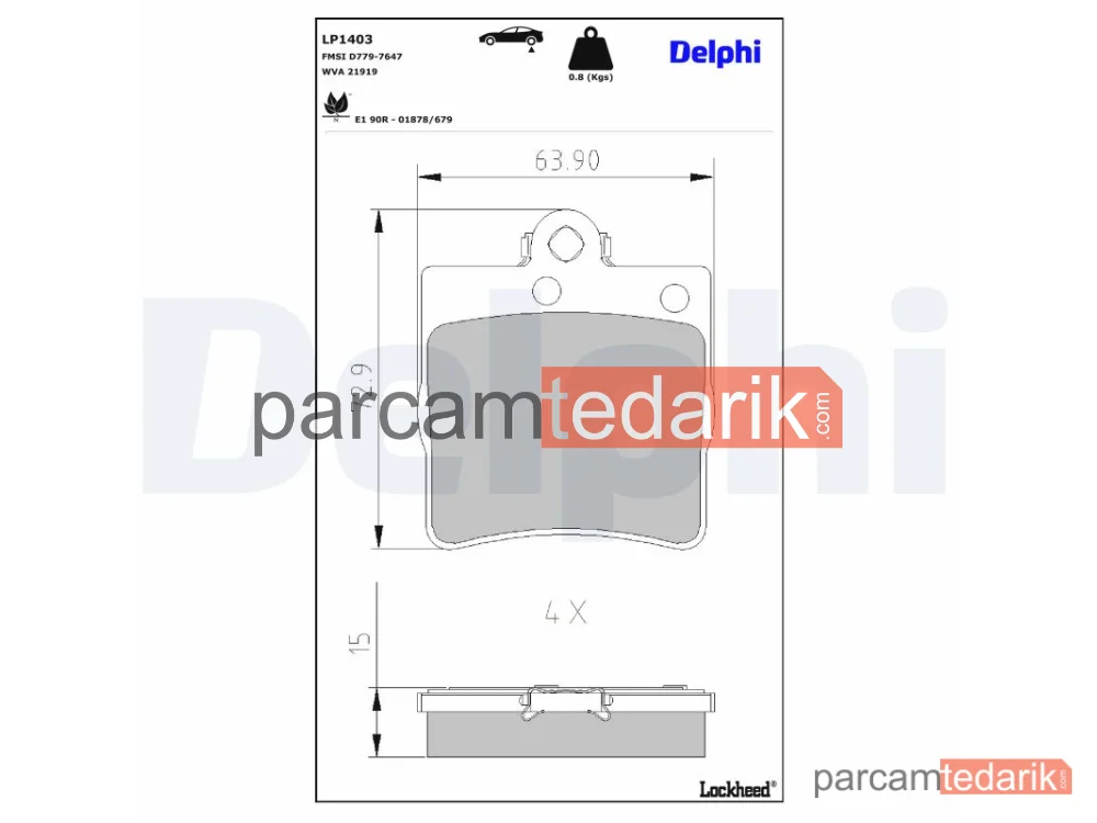 DELPHI LP1403 | Fren Balatası — Chrysler Crossfire, Chrysler Crossfire Roadster, Mercedes-Benz CLC-Serisi