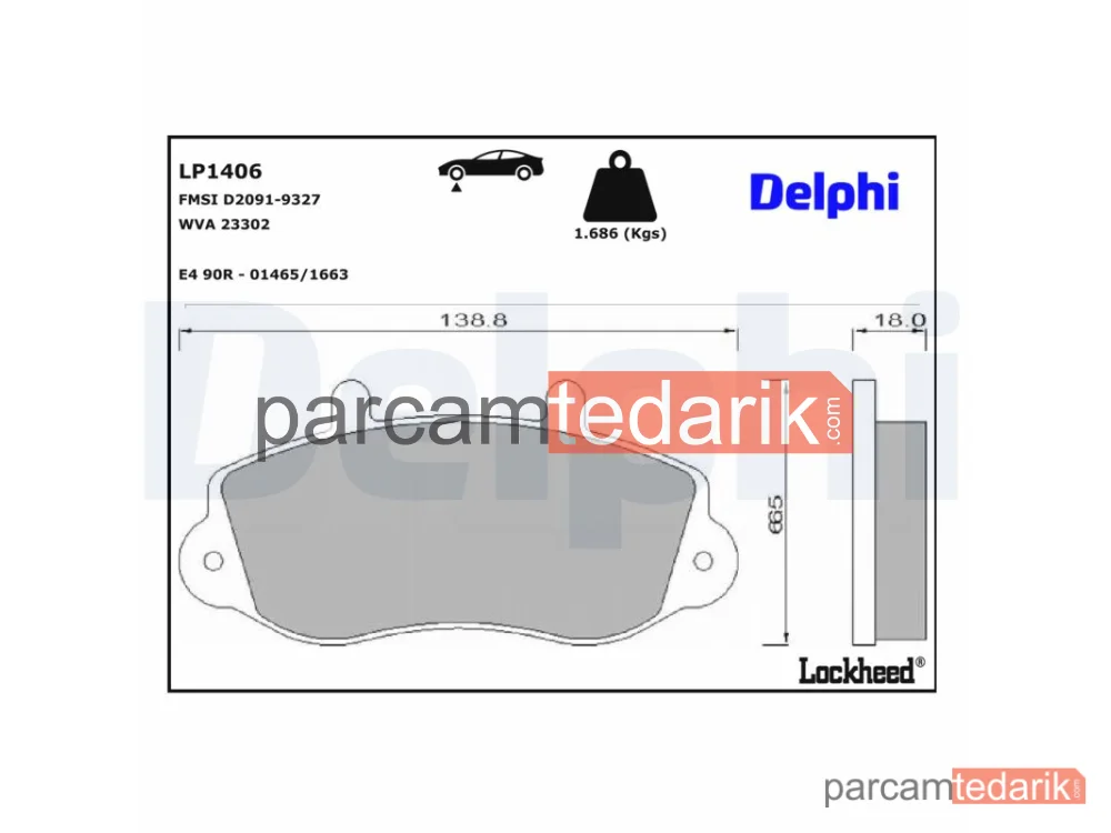 Fren Balatası — Opel Movano A Minibüs/Otobüs, Opel Movano A Panelvan/Van, Opel Movano A Platform şasi - LP1406