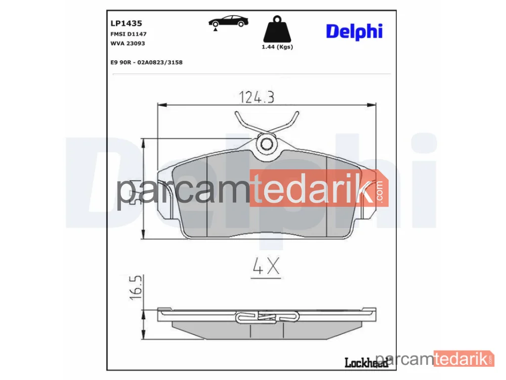 DELPHI LP1435 | Fren Balatası — Nissan Almera II, Nissan Almera II Hatchback, Nissan Primera