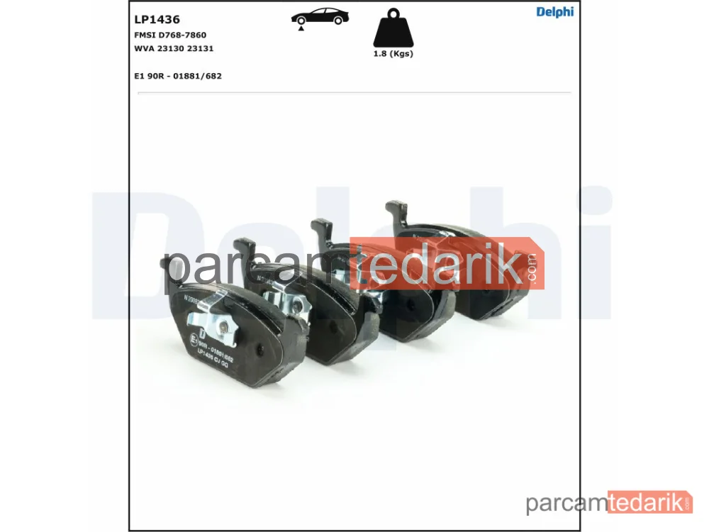 DELPHI LP1436 | Fren Balatası — Audi A1, Audi A1 City Carver, Audi A1 Sportback