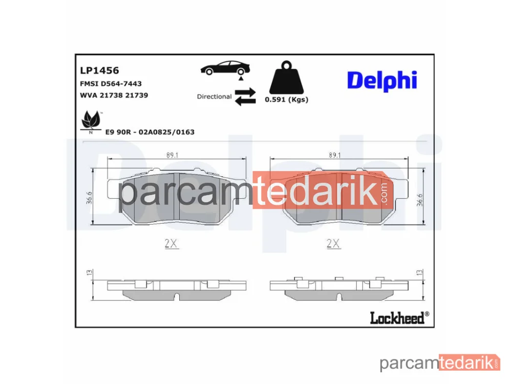 DELPHI LP1456 | Fren Balatası — Honda Civic V Coupe, Honda Civic V Hatchback, Honda Civic V Sedan