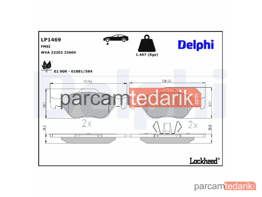 DELPHI LP1469 | Fren Balatası — Ford Courier Pick-up, Ford Fiesta IV, Ford Fiesta Kasa/eğik Arka