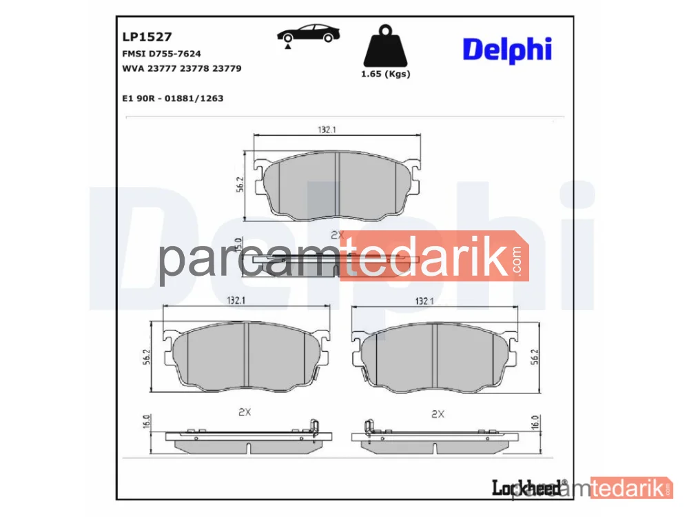 LP1527 | Fren Balatası — Mazda 323 F VI Hatchback, Mazda 323 S VI Sedan, Mazda 6 Hatchback