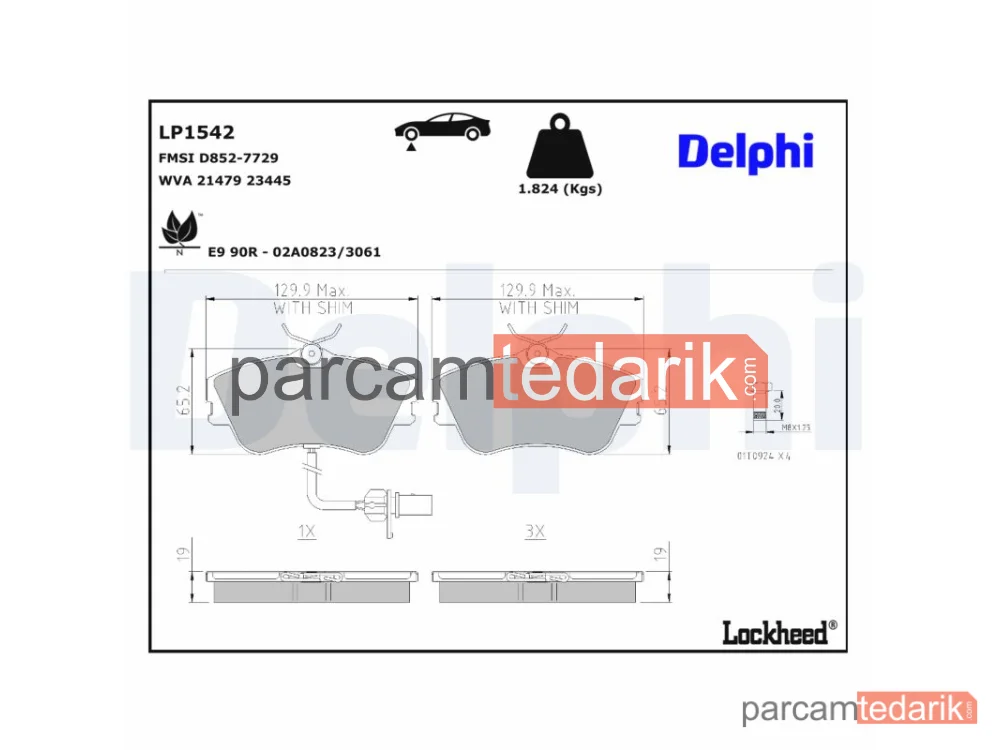 LP1542 | Fren Balatası — VW California T4 Camper, VW Transporter T4 Minibüs/Otobüs (70B, 70C, 7DB, 7DK, 70J, 70K,, VW Transporter T4 Panelvan/Van)