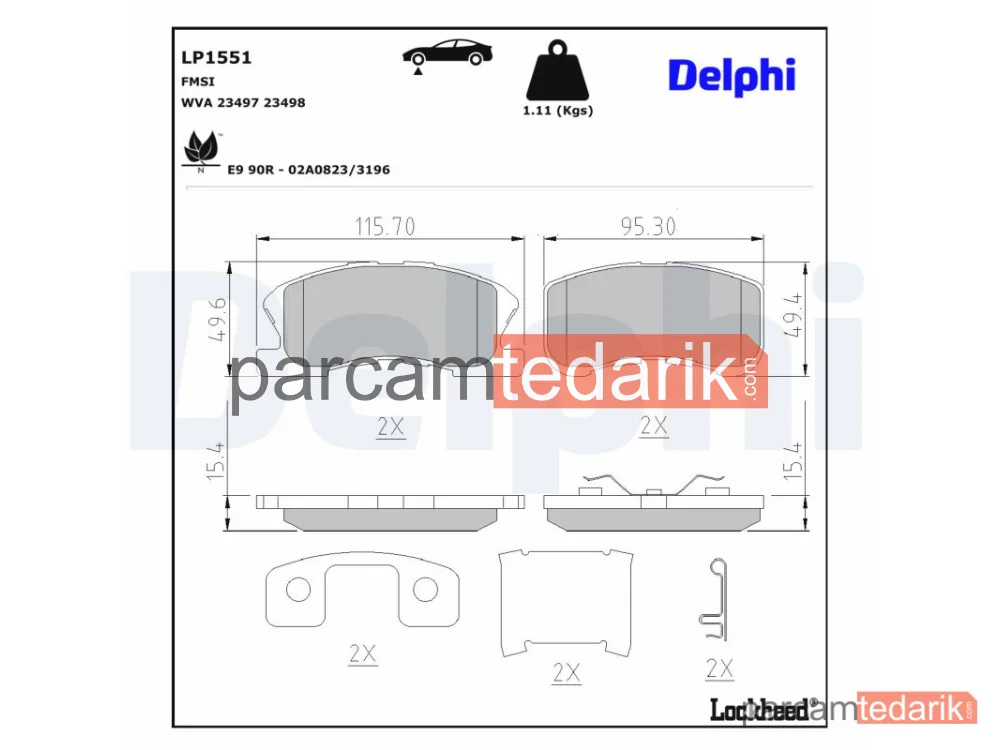 LP1551 | Fren Balatası — Daihatsu MOVE, Daihatsu Sirion, Daihatsu YRV