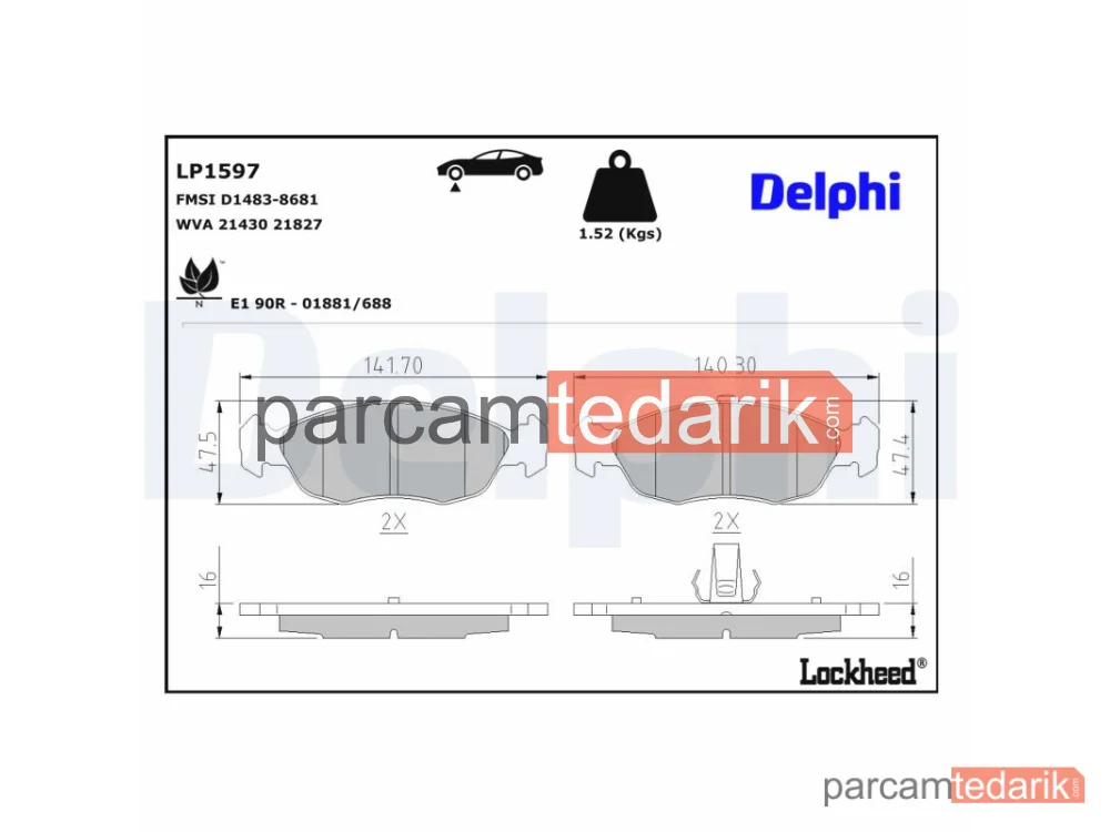 LP1597 | Fren Balatası — Citroën Saxo, Citroën Saxo Hatchback Van, Citroën Xsara