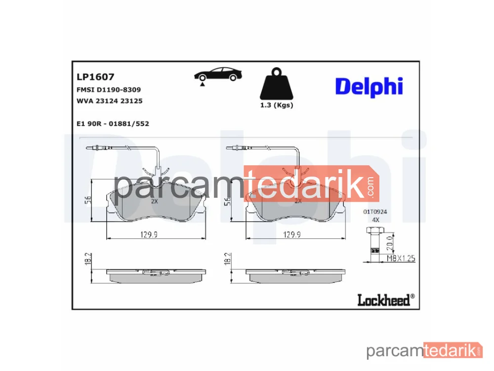 DELPHI LP1607 | Fren Balatası — Citroën Berlingo / Berlingo FIRST Kasa/büyük limuzin, Citroën Berlingo / Berlingo FIRST MPV, Citroën Xsara