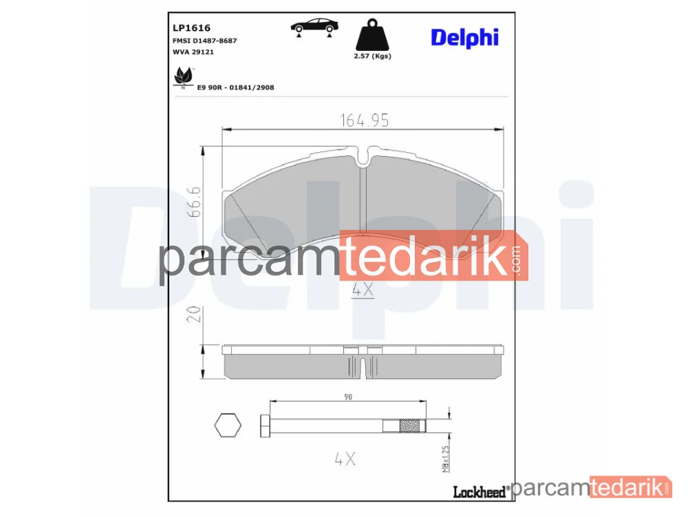 DELPHI LP1616 | Fren Balatası — Iveco Daily II Minibüs/Otobüs, Iveco Daily II Panelvan/Van, Iveco Daily II Platform şasi