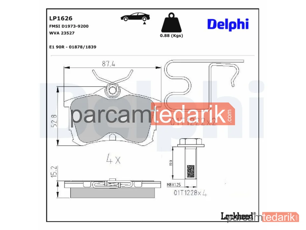 LP1626 | Fren Balatası — Honda Accord VI, Honda Accord VI Coupe, Honda Accord VI Hatchback