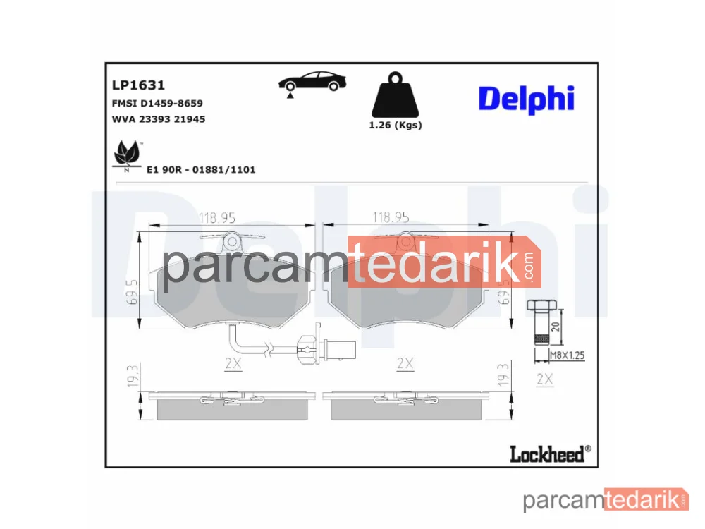 DELPHI LP1631 | Fren Balatası — Audi A4 B5, Audi A4 B5 Avant, Audi A4 B6