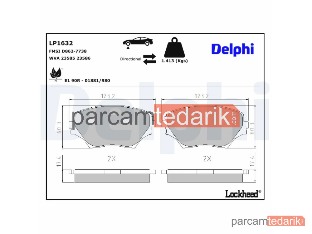 DELPHI LP1632 | Fren Balatası — Toyota RAV 4 II
