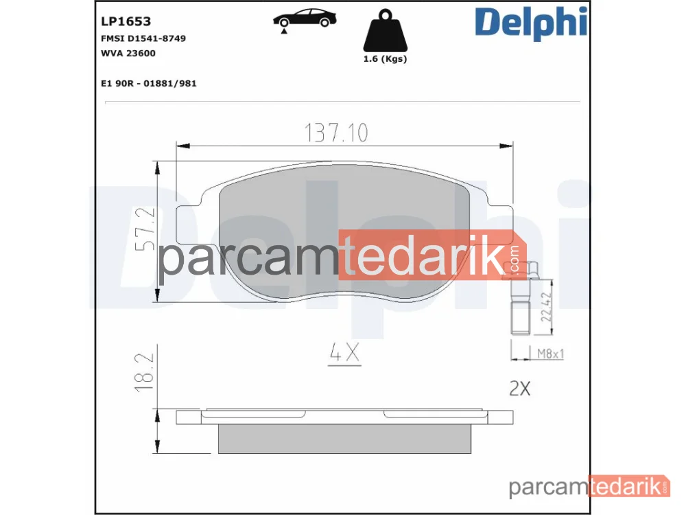 LP1653 | Fren Balatası — Citroën Berlingo / Berlingo FIRST Kasa/büyük limuzin, Citroën Berlingo / Berlingo FIRST MPV, Citroën C3 I