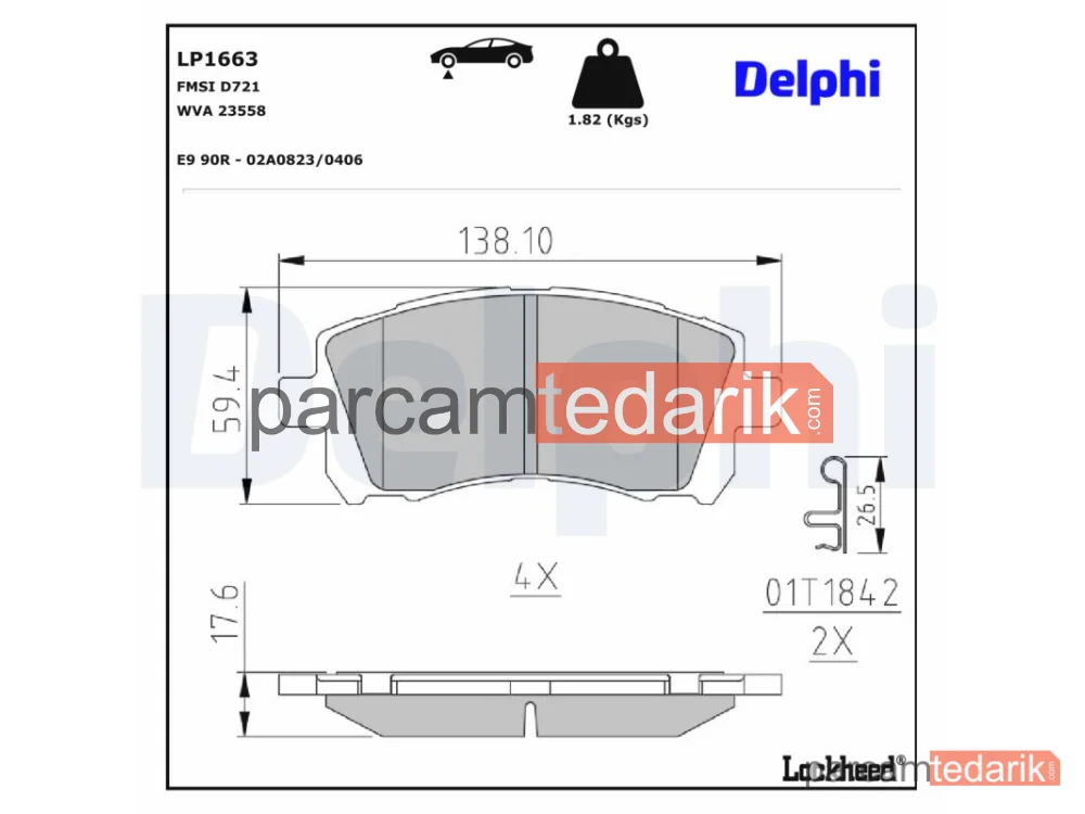 LP1663 | Fren Balatası — Subaru Forester, Subaru Impreza Sedan, Subaru Impreza Station wagon