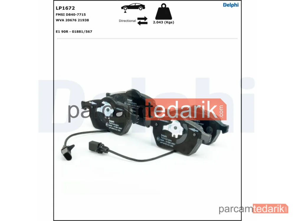 DELPHI LP1672 | Fren Balatası — Audi A4 B5, Audi A4 B5 Avant, Audi A4 B6