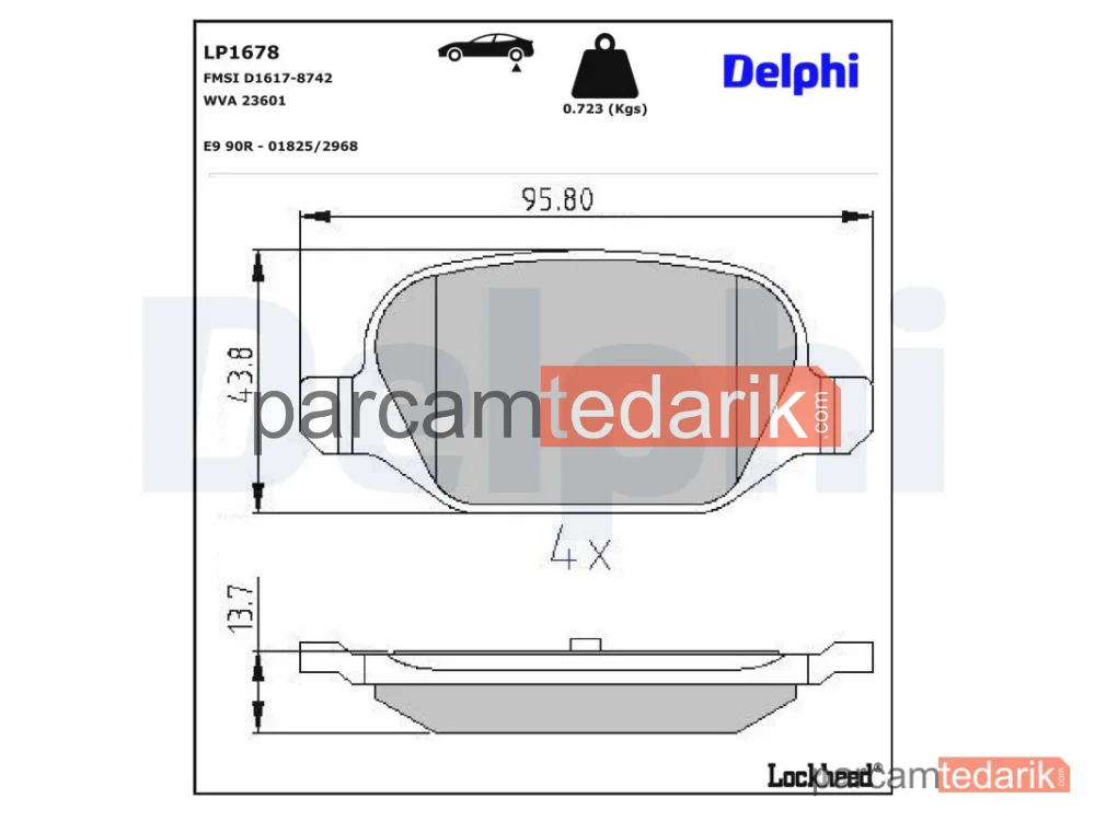 DELPHI LP1678 | Fren Balatası — Abarth 500C / 595C / 695C, Fiat 500, Fiat 500 C