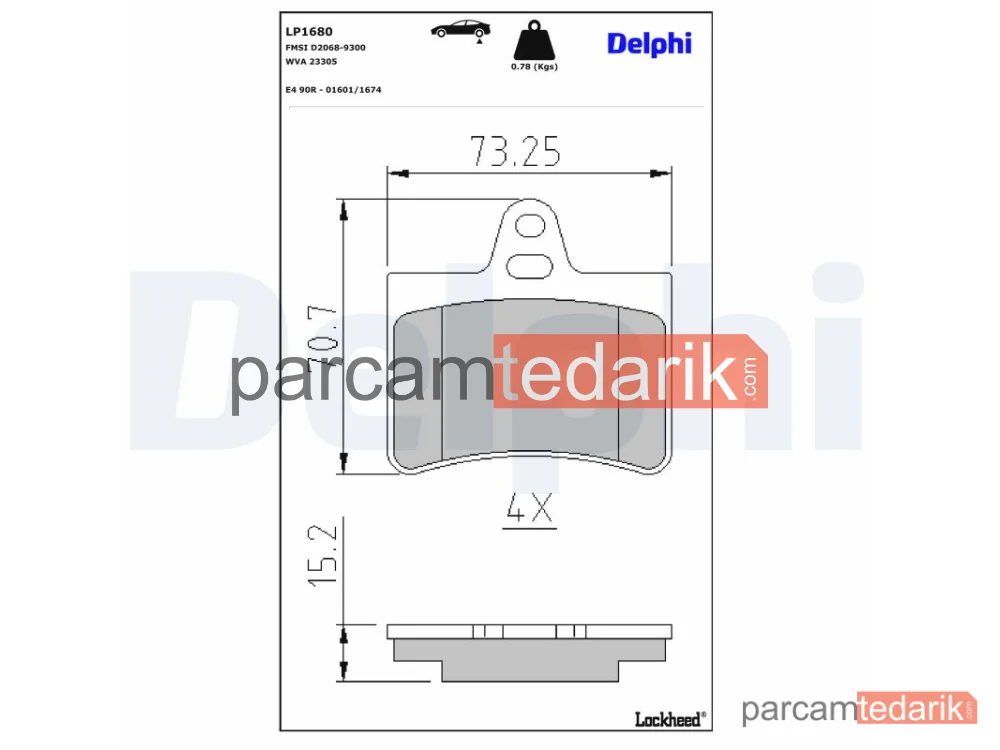 DELPHI LP1680 | Fren Balatası — Citroën C5 I, Citroën C5 I Break, Citroën C5 I Kombi Van