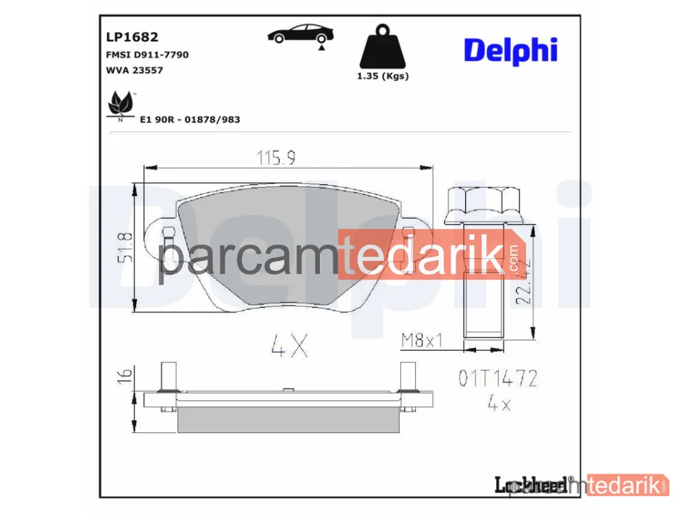 DELPHI LP1682 | Fren Balatası — Ford Mondeo III, Ford Mondeo III Sedan, Ford Mondeo III Turnier