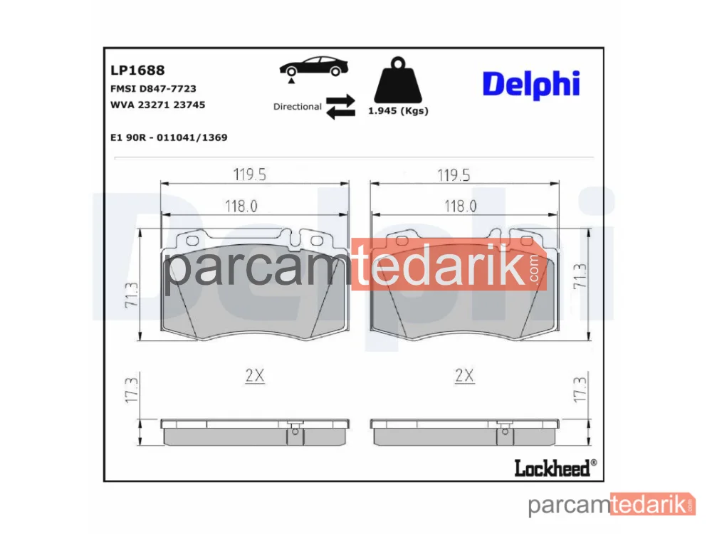 DELPHI LP1688 | Fren Balatası — Mercedes-Benz E-Serisi, Mercedes-Benz M-Serisi, Mercedes-Benz SL