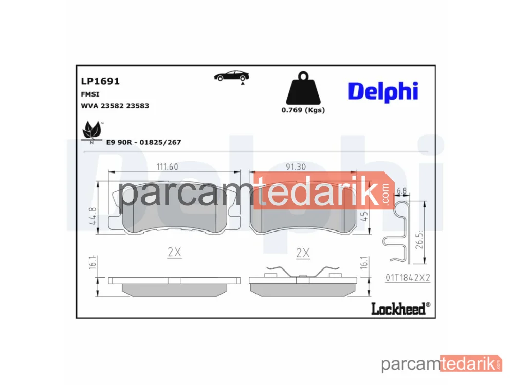 DELPHI LP1691 | Fren Balatası — Chrysler 200 Sedan, Chrysler Sebring, Chrysler Sebring Cabrio