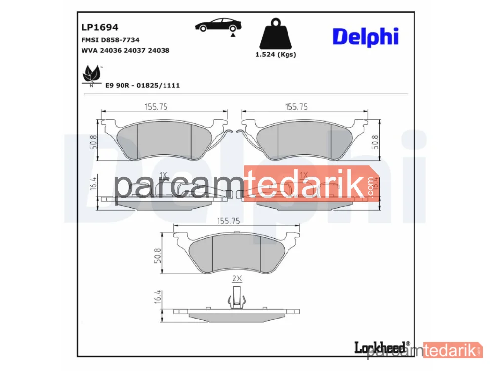 LP1694 | Fren Balatası — Chrysler Voyager / GRAND Voyager III, Chrysler Voyager IV, Dodge Caravan
