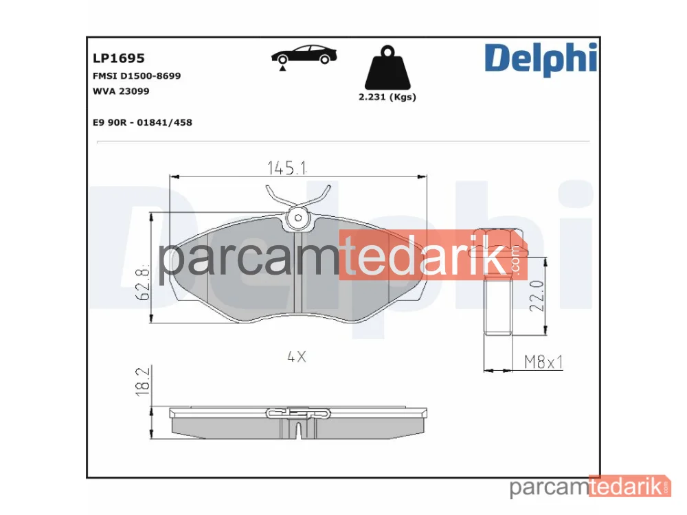 Fren Balatası — Nissan Primastar Minibüs/Otobüs, Nissan Primastar Panelvan/Van, Opel Vivaro A Minibüs/Otobüs - LP1695