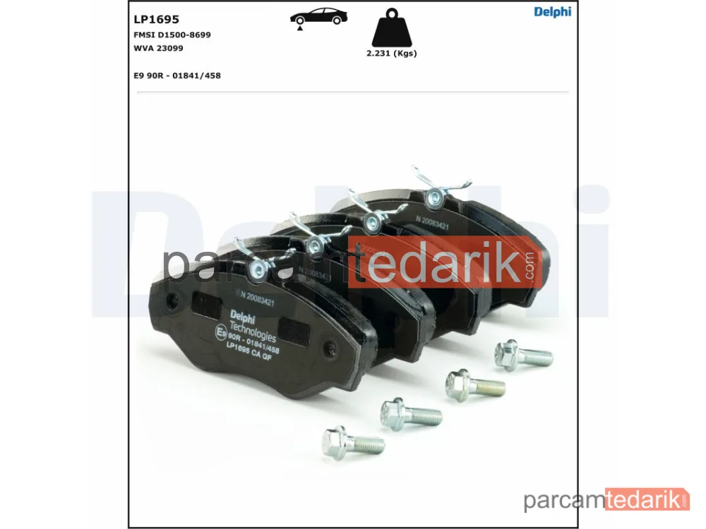 DELPHI LP1695 | Fren Balatası — Nissan Primastar Minibüs/Otobüs, Nissan Primastar Panelvan/Van, Opel Vivaro A Minibüs/Otobüs