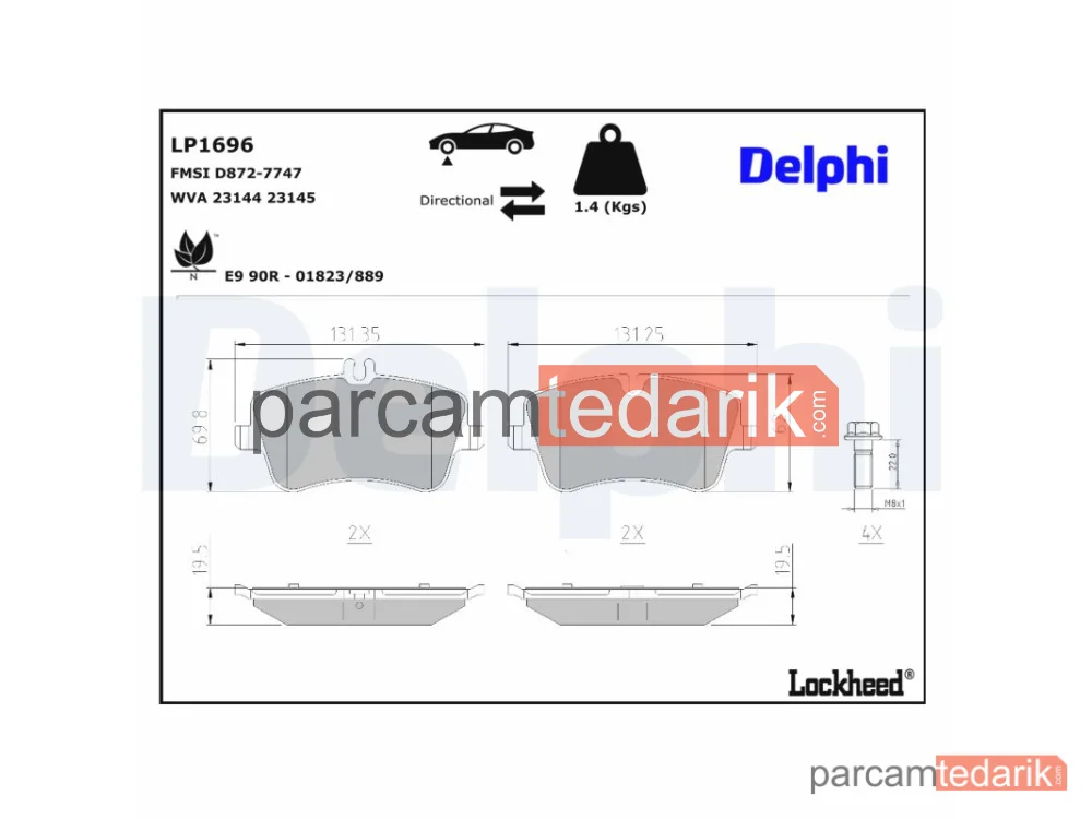 DELPHI LP1696 | Fren Balatası — Mercedes-Benz CLC-Serisi, Mercedes-Benz CLK, Mercedes-Benz CLK Cabrio