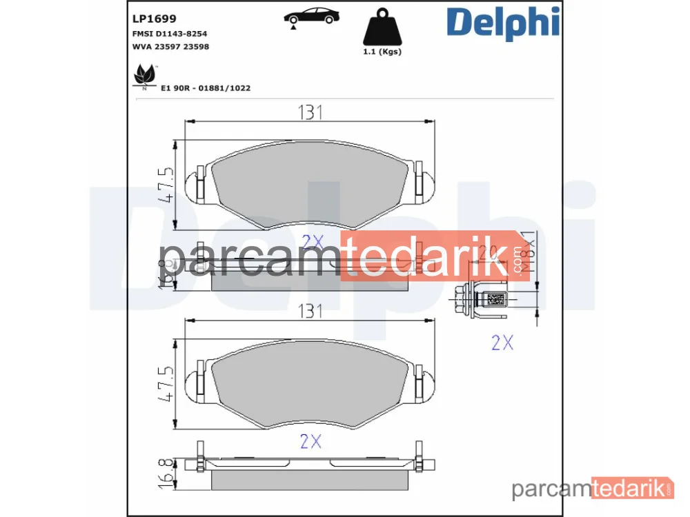 LP1699 | Fren Balatası — Peugeot 206 Hatchback, Peugeot 206 Sedan, Peugeot 206 SW