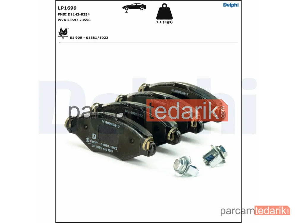 DELPHI LP1699 | Fren Balatası — Peugeot 206 Hatchback, Peugeot 206 Sedan, Peugeot 206 SW