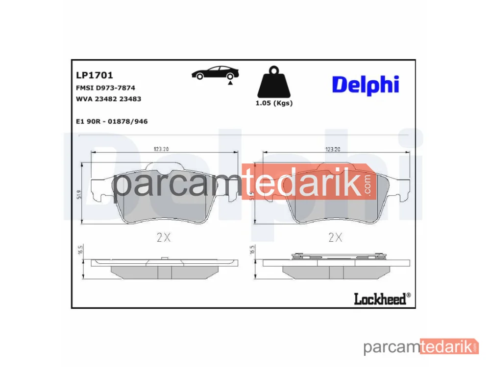 DELPHI LP1701 | Fren Balatası — Ford Focus C-Max, Ford Tourneo Connect, Ford Transit Connect