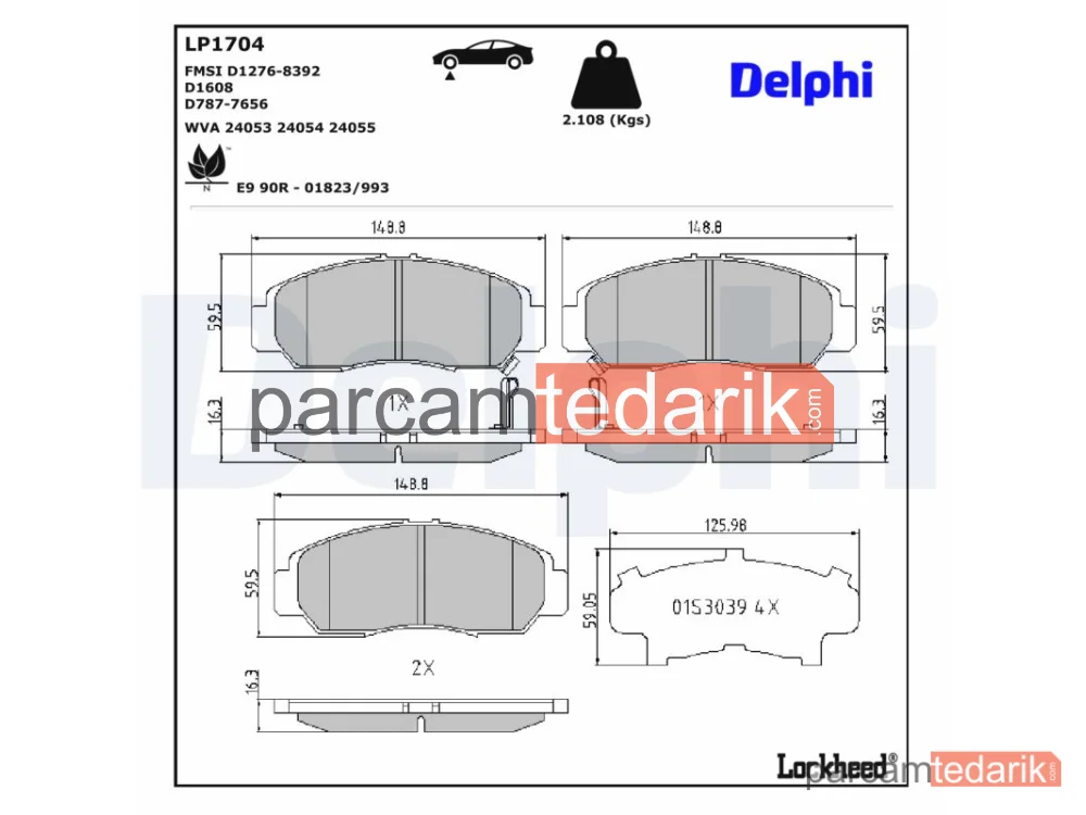 DELPHI LP1704 | Fren Balatası — Honda Accord VII, Honda Accord VII Tourer, Honda CAPA