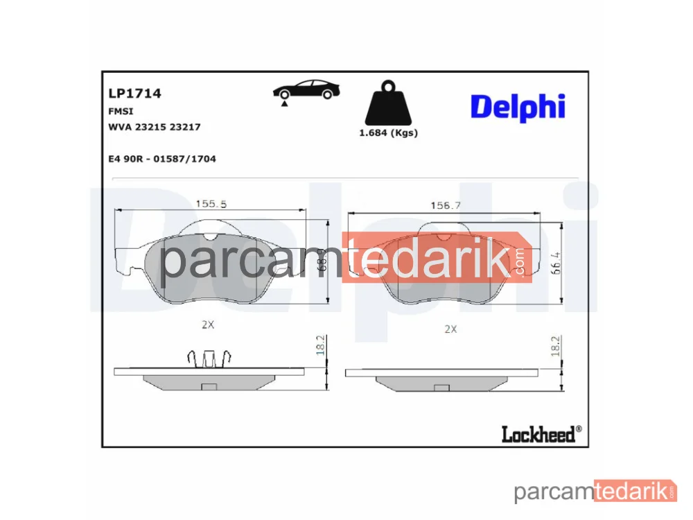 DELPHI LP1714 | Fren Balatası — Renault Laguna Coupe, Renault Laguna II, Renault Laguna II Grandtour