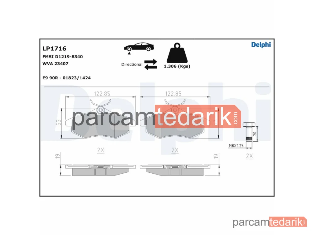 DELPHI LP1716 | Fren Balatası — Citroën C2, Citroën C2 Enterprise, Citroën C3 I