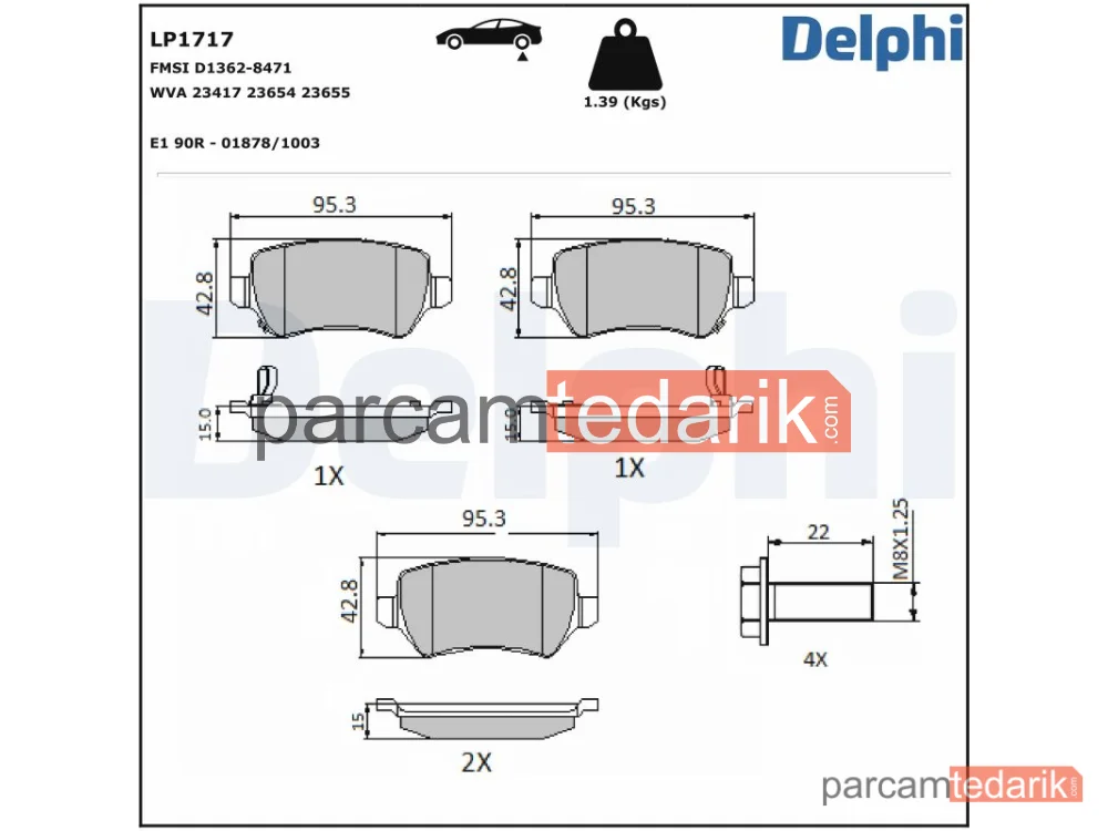DELPHI LP1717 | Fren Balatası — Kia Venga, Opel Astra F Classic Hatchback, Opel Astra F Classic Sedan