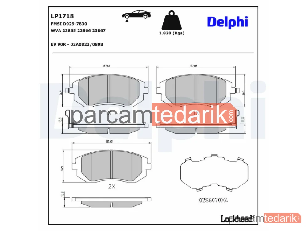 DELPHI LP1718 | Fren Balatası — Subaru Impreza Hatchback, Subaru Legacy IV, Subaru Forester
