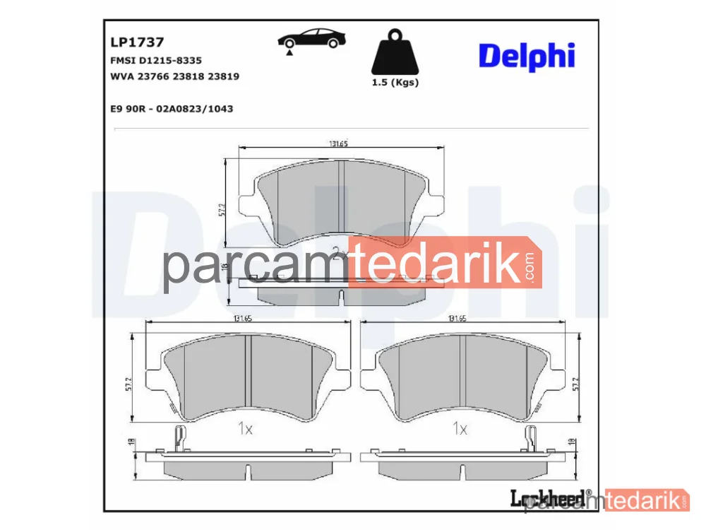 DELPHI LP1737 | Fren Balatası — Toyota Corolla, Toyota Corolla Sedan, Toyota Corolla Station wagon