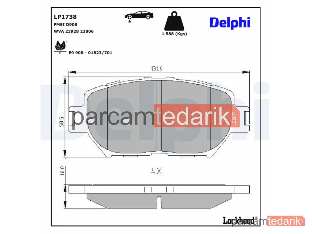 LP1738 | Fren Balatası — Toyota CAMRY Sedan