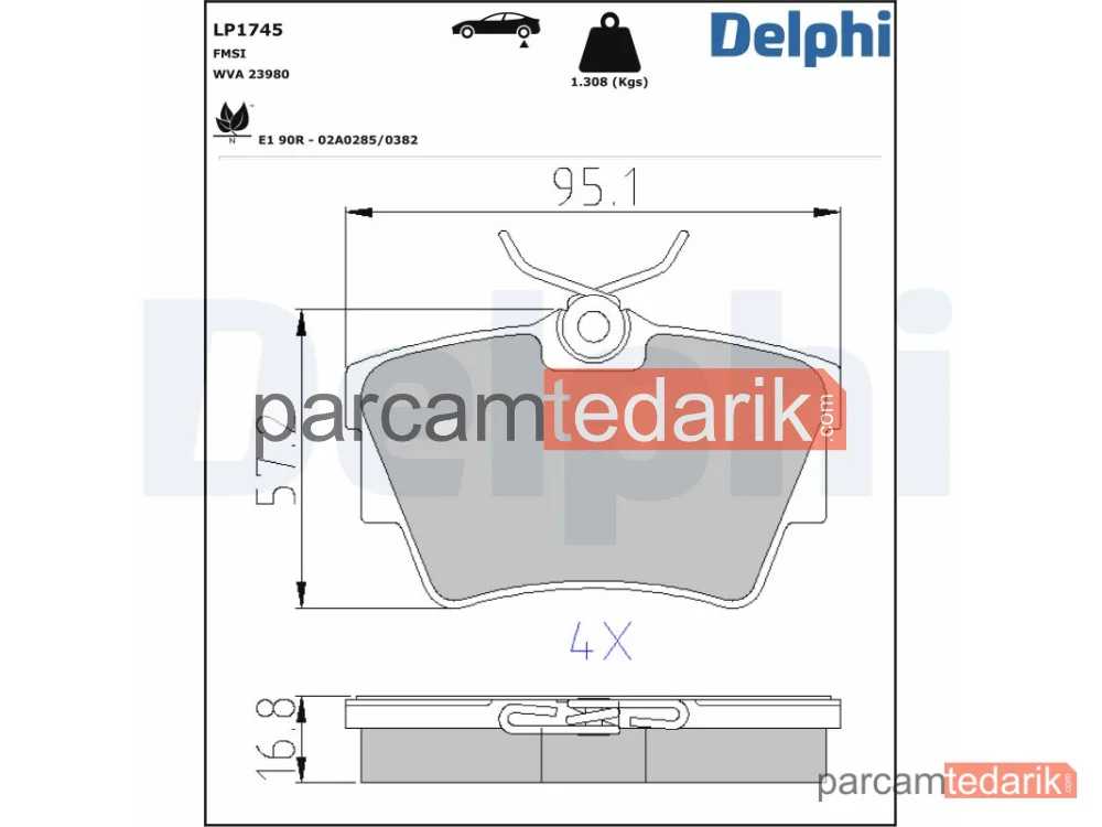 Fren Balatası — Fiat Talento Minibüs/Otobüs, Fiat Talento Panelvan/Van, Fiat Talento Platform şasi - LP1745