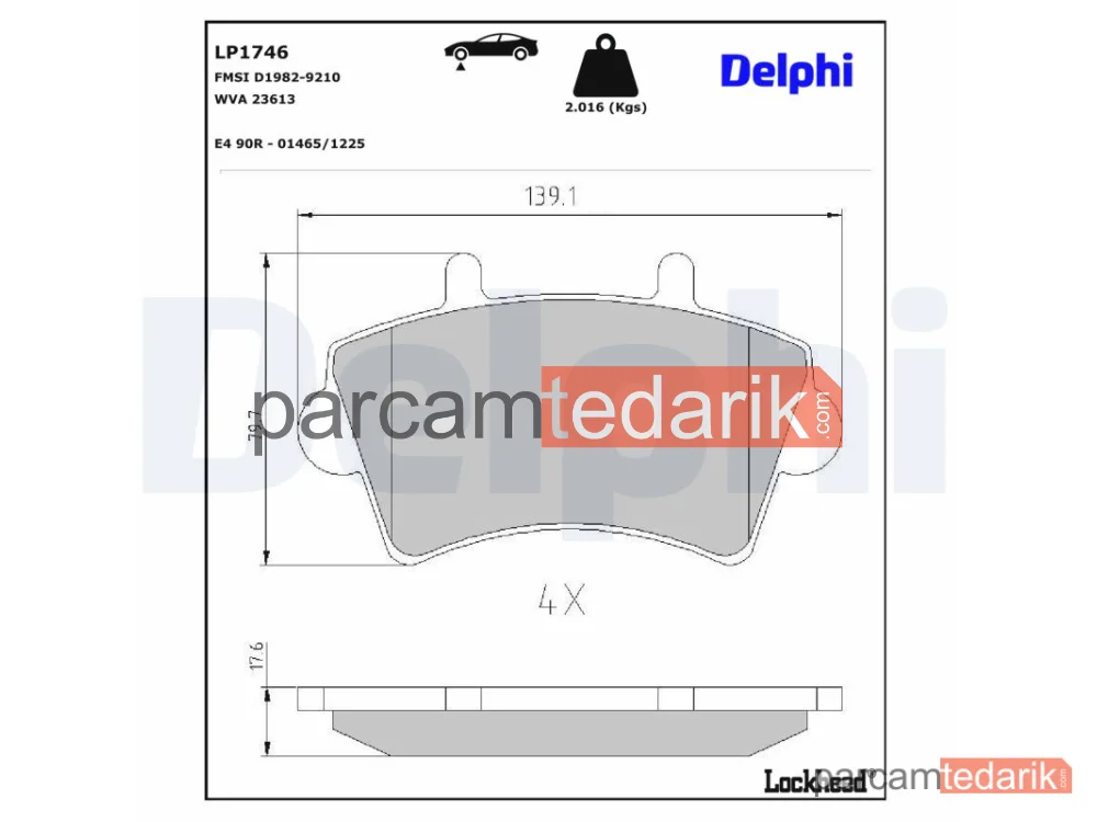DELPHI LP1746 | Fren Balatası — Nissan Interstar Minibüs/Otobüs, Nissan Interstar Panelvan/Van, Nissan Interstar Platform şasi
