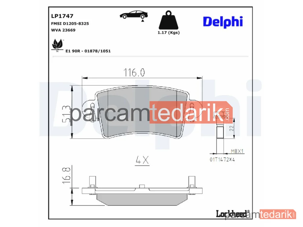 DELPHI LP1747 | Fren Balatası — Nissan Interstar Minibüs/Otobüs, Nissan Interstar Panelvan/Van, Nissan Interstar Platform şasi