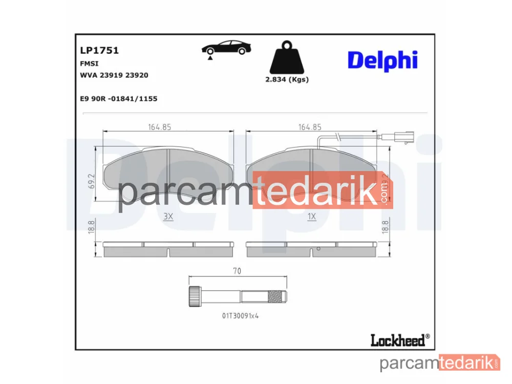 DELPHI LP1751 | Fren Balatası — Citroën Jumper I Platform şasi, Citroën Jumper II Minibüs/Otobüs, Citroën Jumper II Panelvan/Van
