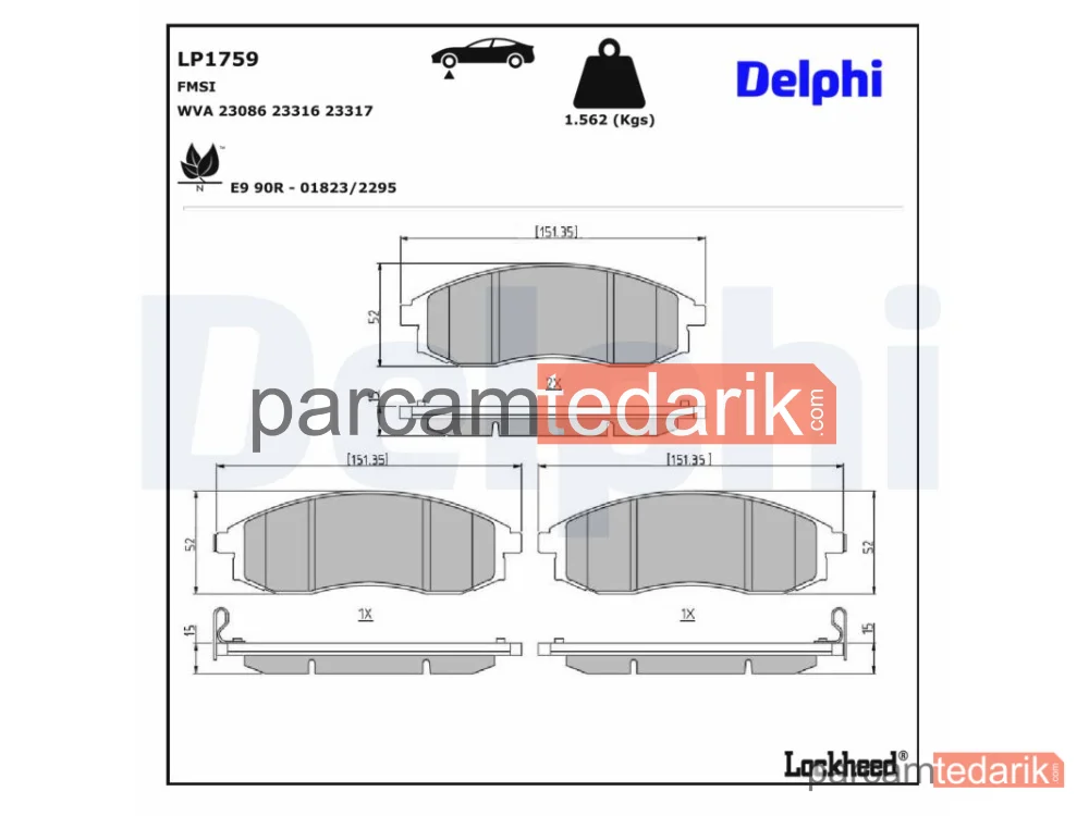 LP1759 | Fren Balatası — Mitsubishi L200, Nissan Maxima / Maxima QX IV, Nissan Maxima III