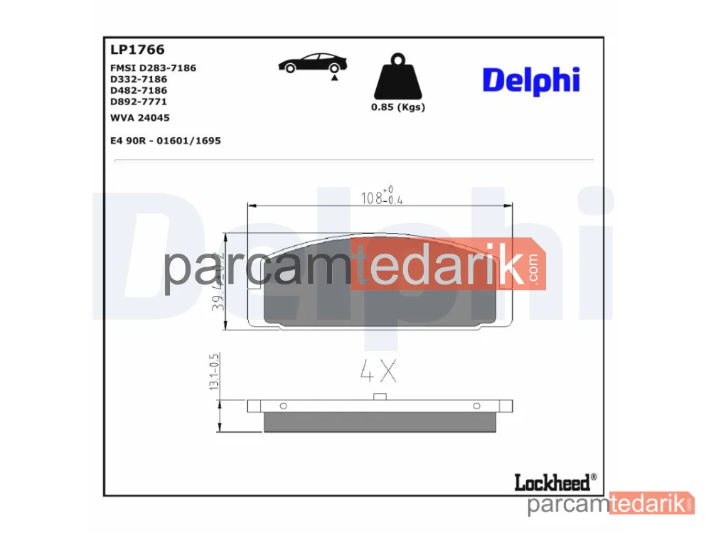DELPHI LP1766 | Fren Balatası — Mazda 6 Station wagon, Mazda 6 Station Wagon, Mazda 6 Hatchback