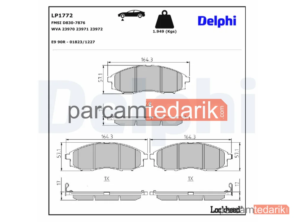 DELPHI LP1772 | Fren Balatası — Nissan Navara NP300, Nissan Navara NP300 Platform şasi, Nissan NP300 Pickup