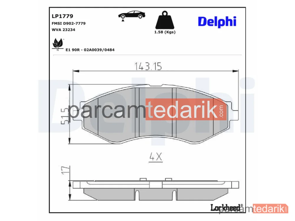LP1779 | Fren Balatası — Chevrolet Lacetti, Chevrolet Nubira Sedan, Chevrolet Nubira Station wagon